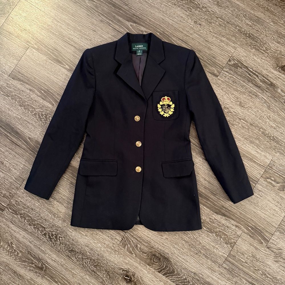 Lauren Ralph Lauren Vintage Emblem Dark Navy Blazer